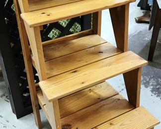 wooden stair shelf