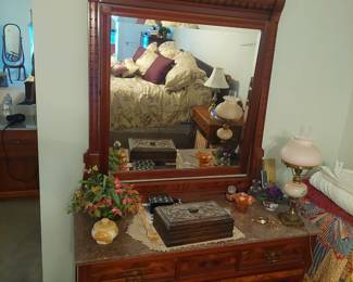 Art Deco Bedroom Bureau with Beveled-Glass Mirror