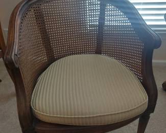 Pair of caned barrel-back chairs