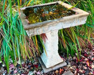 Cement square bird bath, never seen a square one!