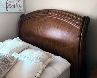 Flawless carved queen sleigh bed and mattress