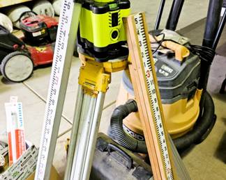 Surveyor tripod and accessories.
