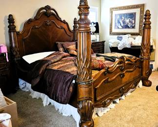 Posts are removable on this king bed. Mattress is dual electric with each side moving independently at the head and foot to the desired height.