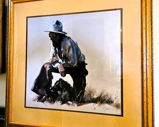 Kneeling Cowboy with Dog by Williamson