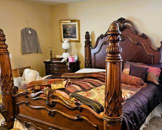 Posts are removable on this king bed. Mattress is dual electric with each side moving independently at the head and foot to the desired height.