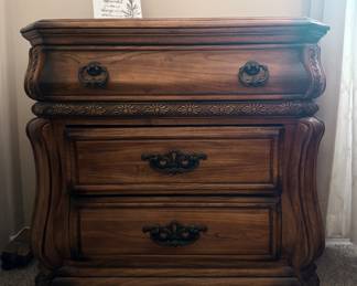 Engraved wood side table dresser 