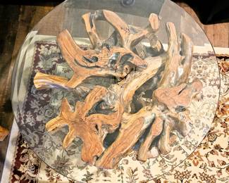 Glass top tree table 