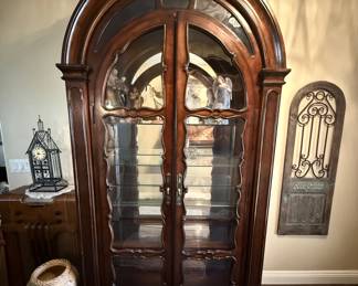 Wood display cabinet with light