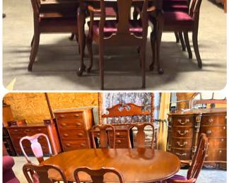 Cherry dining table with 6 chairs