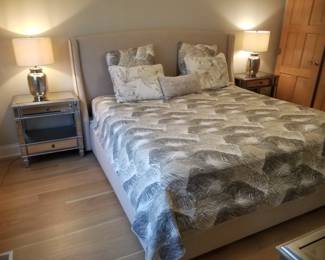 Queen bed with upholstered headboard & foot board