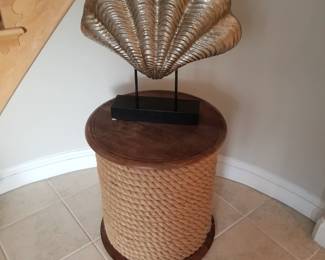 Drum table; shell sculpture