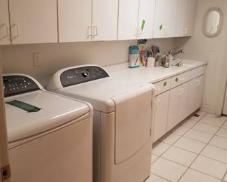 Maytag washer & GAS dryer; laundry room cabinets