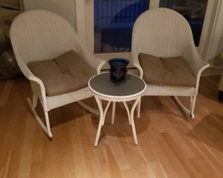 All weather rocking chairs & accent table