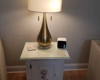 Painted cupboard; table lamp - two available