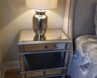 Mirrored end tables by Pier One Imports - two available; table lamps - two available 