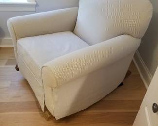 Glider rocker - blue & white seersucker