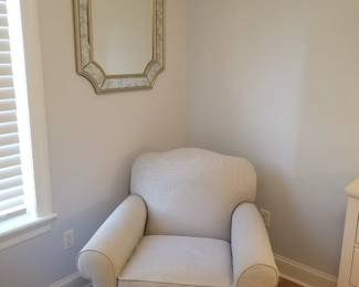 Blue & white seersucker rocking chair