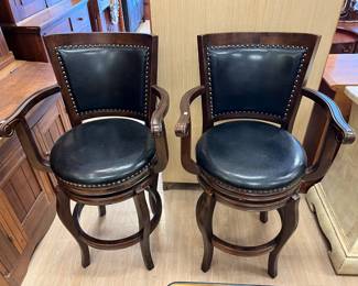 Pair swivel bar stools. 