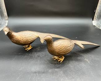 Pair metal pheasants 