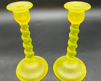 Uranium glass candle sticks.