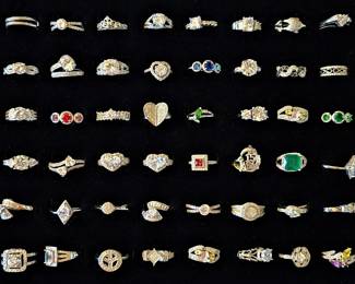 Lots of silver rings and necklaces for sale