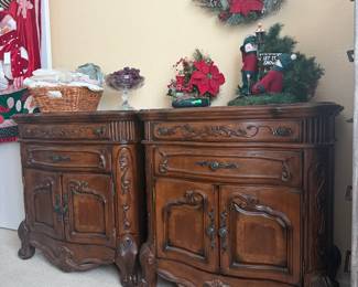 Wood carved matching cabinets