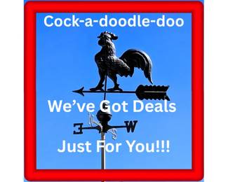 Cock-a-doodle-doo Large Weather Vane for rooftop or yard!