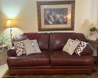 Brown leather sofa