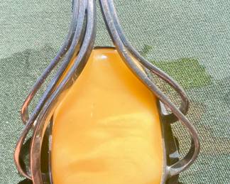 Egg yolk amber silver pendant 