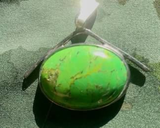 Green turquoise silver pendant