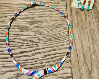 Sterling silver necklace with inlay Opal