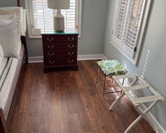 Luggage rack; mahogany nightstand