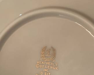 #107	Lenox Weatherly 8 place setting white China with silver edge with salt/pepper 46 pieces	 $120.00 
