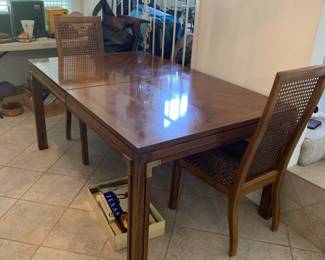 #15	Thomasville Wood Table w/2 leaves  (only has 2 chairs) - 65-97x40x30	 $75.00 
