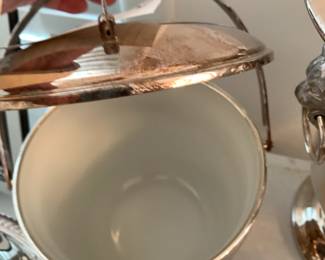 #126	Crescent silver plate ice bucket lined 	 $20.00 
