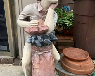 #84	concrete golfer guy with red hat 31 tall 	 $40.00 
