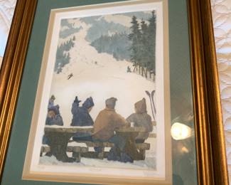 #148	signed and number water color of family skiing	 $30.00 
