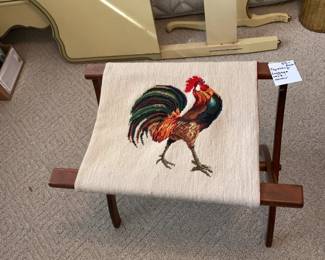 #22	Rooster Needlepoint Luggage Rack 	 $45.00 

