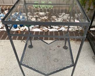 #80	metal table with glass top 16x16x24	 $30.00 

