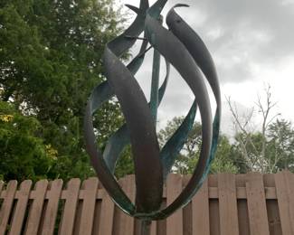 #95	Lyman Whitaker Wind copper spinning  sculpture "Dessert flame " 28 tall x 17	 $1,000.00 
