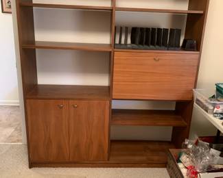 #18	Laminate Desk & Bookshelf w/flip-down Desk w/2 cabinet Doors & 5 Shelves - 60x16x72	 $125.00 
