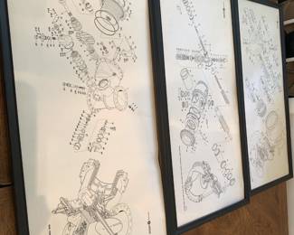 #21	Chrysler Space Division Cut Away Engine Drawings  - set of 3	 $30.00 
