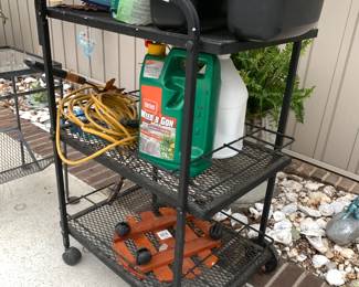 #81	metal tea cart with 3 shelves on wheels 24x17x36	 $60.00 
