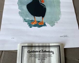 #150	Certifcated  Alaska widlife series Puffin 20x16 6/100 	 $100.00 
