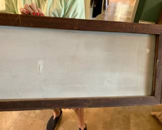 #144	vintage as is oil painting of water and boats 36x16	 $45.00 
