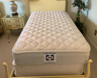 #3	Pair of yellow Wood French Provincial Twin Beds w/Sealy Mattresses/Boxsprings	 $200.00 
