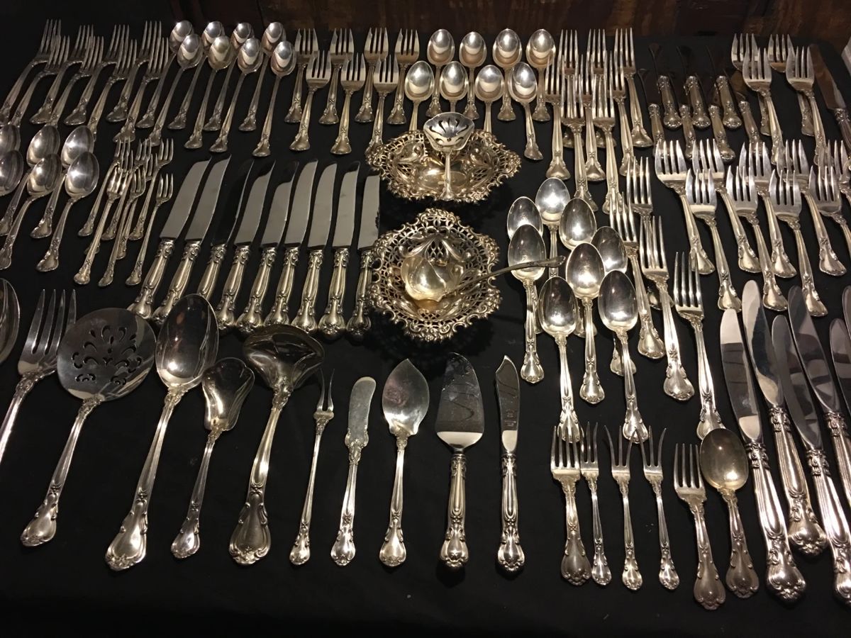 Over a 120 pieces\n 40 pieces of serving. One of the complete and very rare  set of a serving silver from nineteenth century presidential 