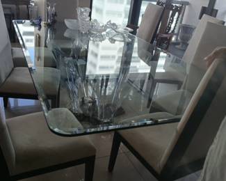 Top designer crystal dining table.Make sure if the tape if the glass top is too big.We can get you a smaller one square or circle