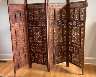 Teak folding screen (as is).