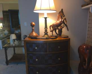 Exquisite leather bound bombay chest. Brand new. Original cost $2200.